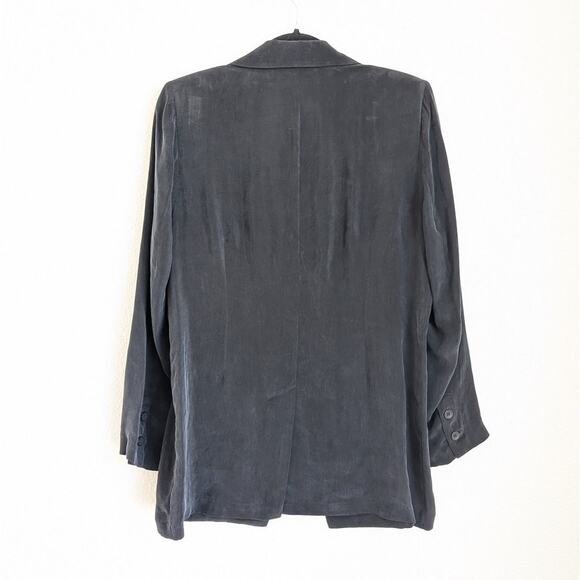 Yasemin Ozeri 2PC Set Black Liquid Butter Double-breasted Blazer M Dress Pants S - Picture 3 of 16